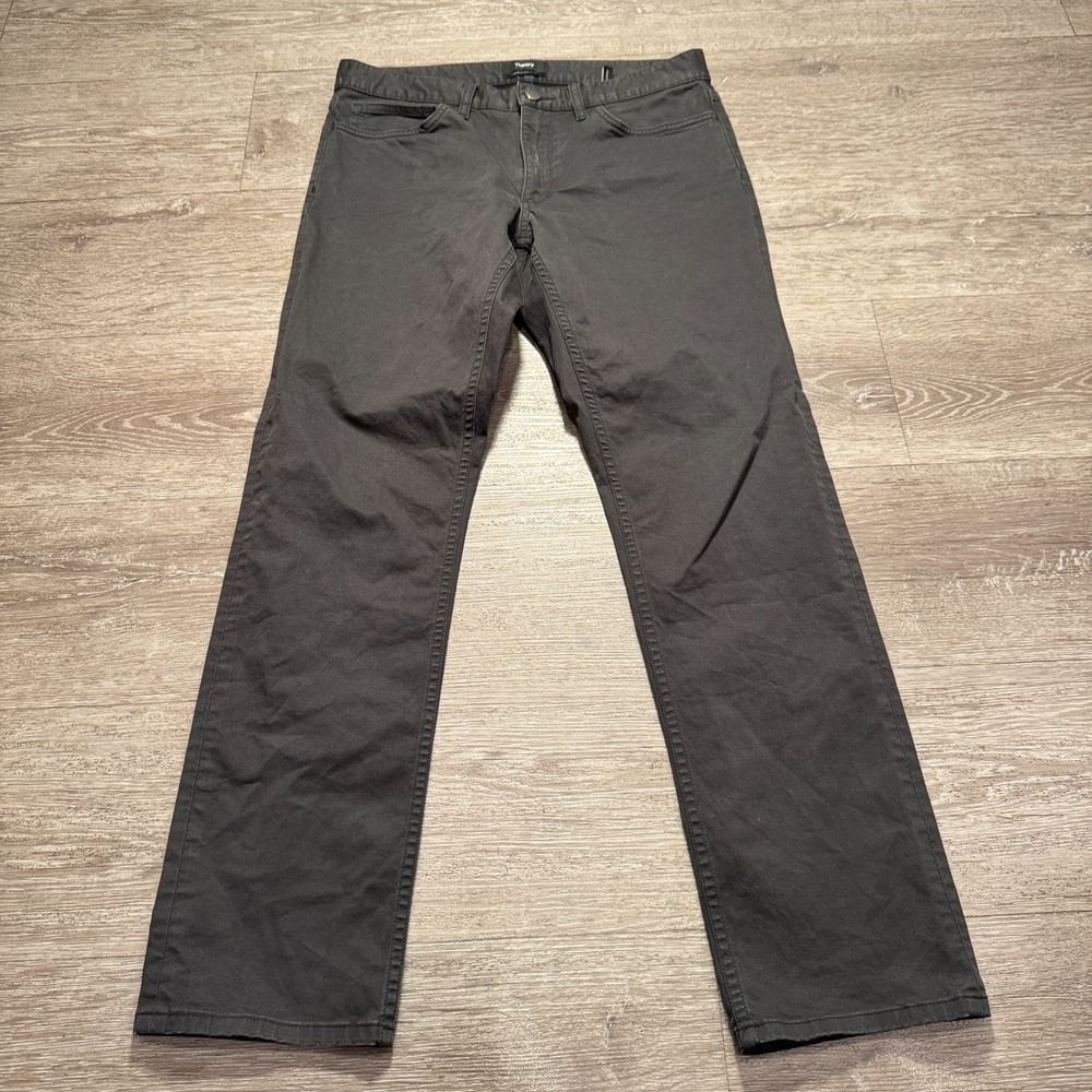Theory Pants Mens 31 Black Haydin Straight Slim Fit Cotton Minimal 31x28 Preppy